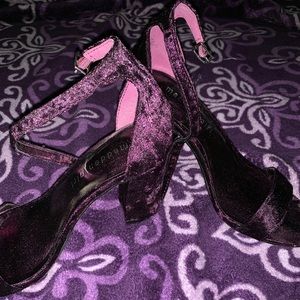 purple velvet heels